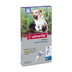 ADVANTIX SPOT ON - soluz 4 pipette 4 ml 400 mg + 2000 mg canida 25 a 40 Kg
