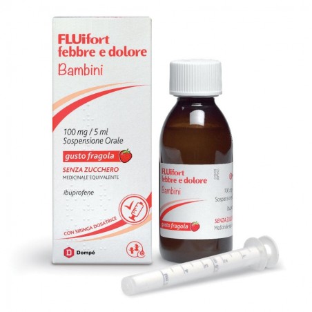 FLUIFORT FEBBRE E DOLORE - BB orale sosp 150 ml 100 mg/5 ml gusto fragola senza zucchero