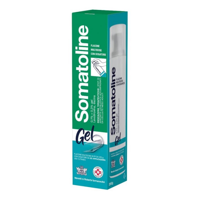 SOMATOLINE - gel 1 flacone 250 ml 25 erogazioni 0,1% + 0,3% con sacchetto e dosatore