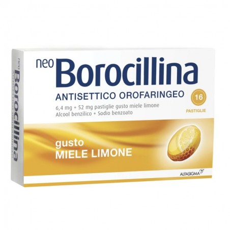 NEOBOROCILLINA ANTISETTICO OROFARINGEO - 16 pastiglie 6,4 mg +52 mg limone