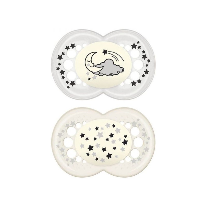 MAM SUCCHIETTO ORIGINAL NIGHT 6+ MESI SILICONE NEUTRO 2 PEZZI