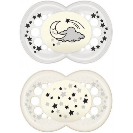 MAM SUCCHIETTO ORIGINAL NIGHT 6+ MESI SILICONE NEUTRO 2 PEZZI
