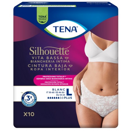 PANNOLONE A MUTANDINA ASSORBENTE TENA SILHOUETTE PLUS WHITELARGE 10 PEZZI