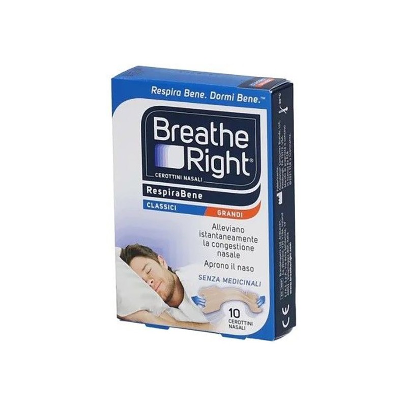 CEROTTI NASALI BREATHE RIGHT CLASSICI GRANDI 10 PEZZI
