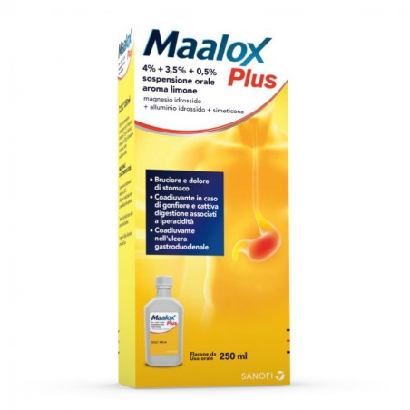 MAALOX PLUS - orale sosp 250 ml 4% + 3,5% + 0,5% aroma limone