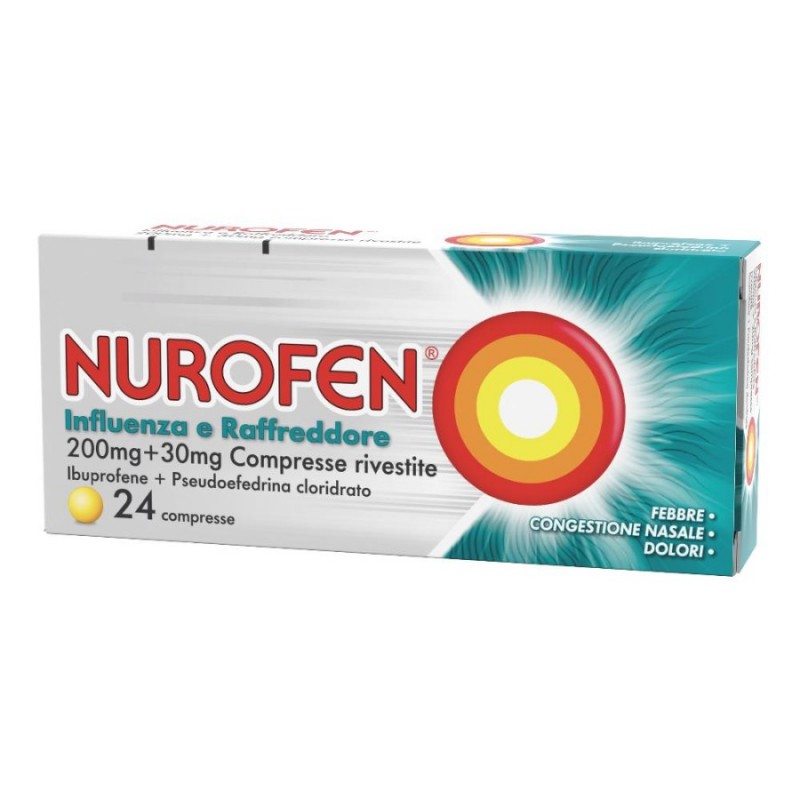 NUROFEN INFLUENZA E RAFFREDDORE - 24 cpr riv 200 mg + 30 mg