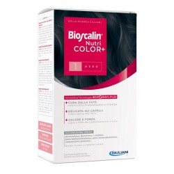BIOSCALIN NUTRICOLOR PLUS 1 NERO CREMA COLORANTE 40 ML + RIVELATORE CREMA 60 ML + SHAMPOO 12 ML + TRATTAMENTO FINALE BALSAMO 12