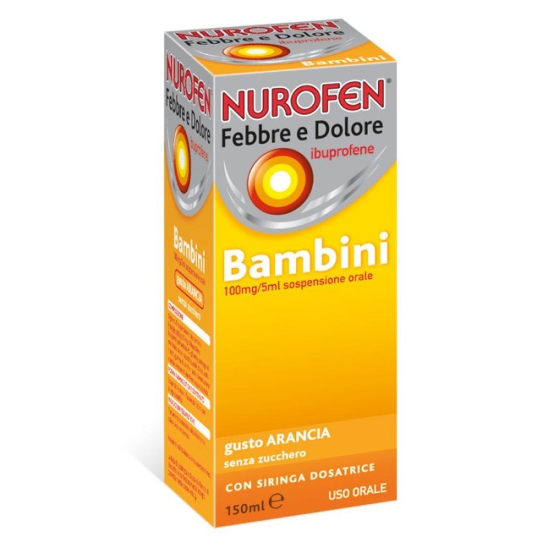 NUROFEN FEBBRE E DOLORE - BB orale sosp 150 ml 100 mg/5 ml arancia senza zucchero con siringa