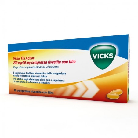 VICKS FLU ACTION - 12 cpr riv 200 mg + 30 mg